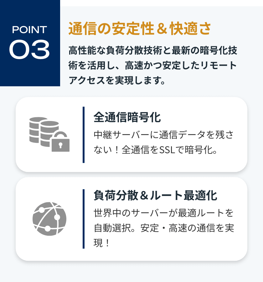 POINT03 通信の安定性＆快適さ